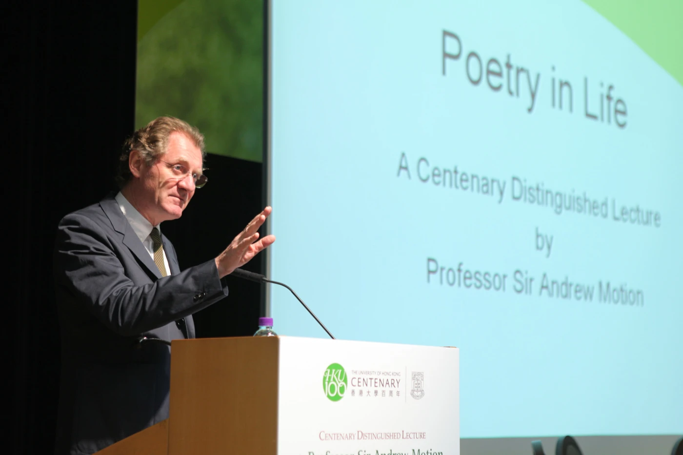 Professor Sir Andrew Motion, British Poet Laureate 1999-2009, delivers the third Centenary Distinguished Lecture “Poetry in Life”