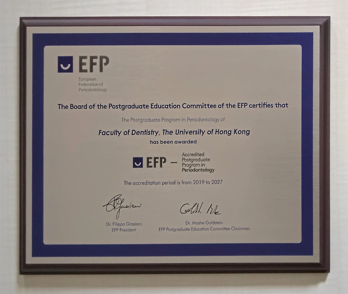 HKU receives European Federation of Periodontology (EFP) accreditation to its Periodontology Postgraduate Programme, being the first institution outside Europe to be recognised.