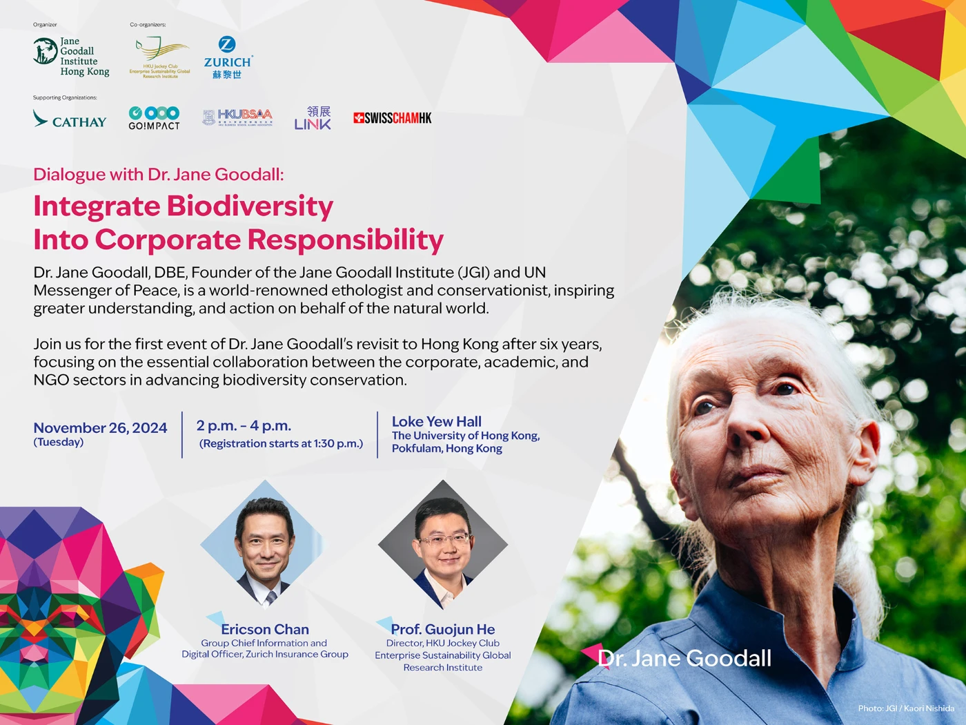 與珍古德博士（Dr. Jane Goodall）對話：<br>
將生物多樣性融入企業責任講座暨媒體問答會