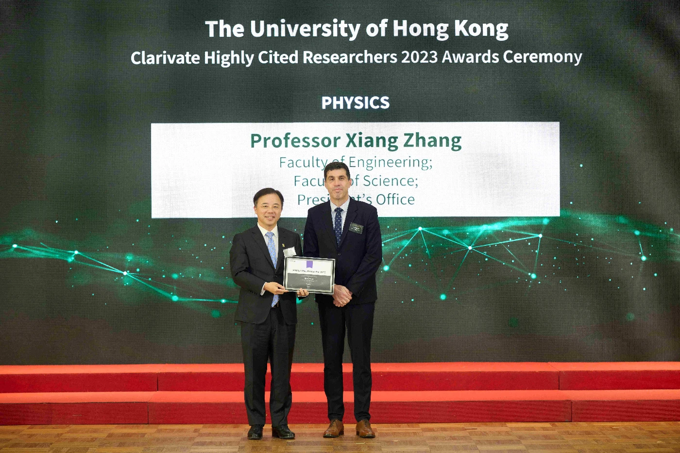 Professor Xiang Zhang, President and Vice-Chancellor of HKU, is honoured in the field of Physic