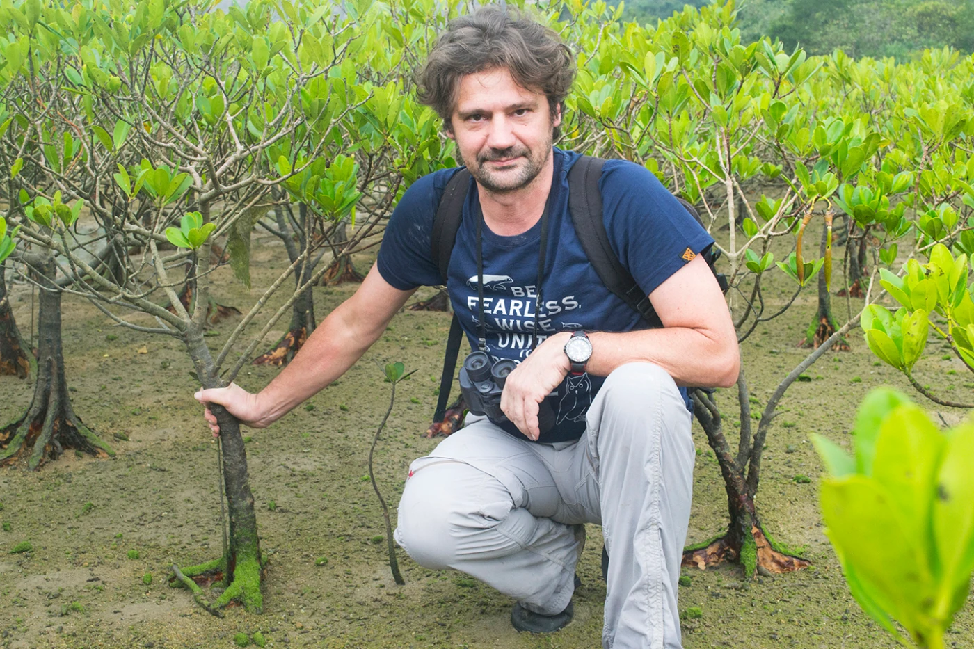 Photo 2
     Dr. Stefano Cannicci in search for crabs at Tai Tam mangrove site.