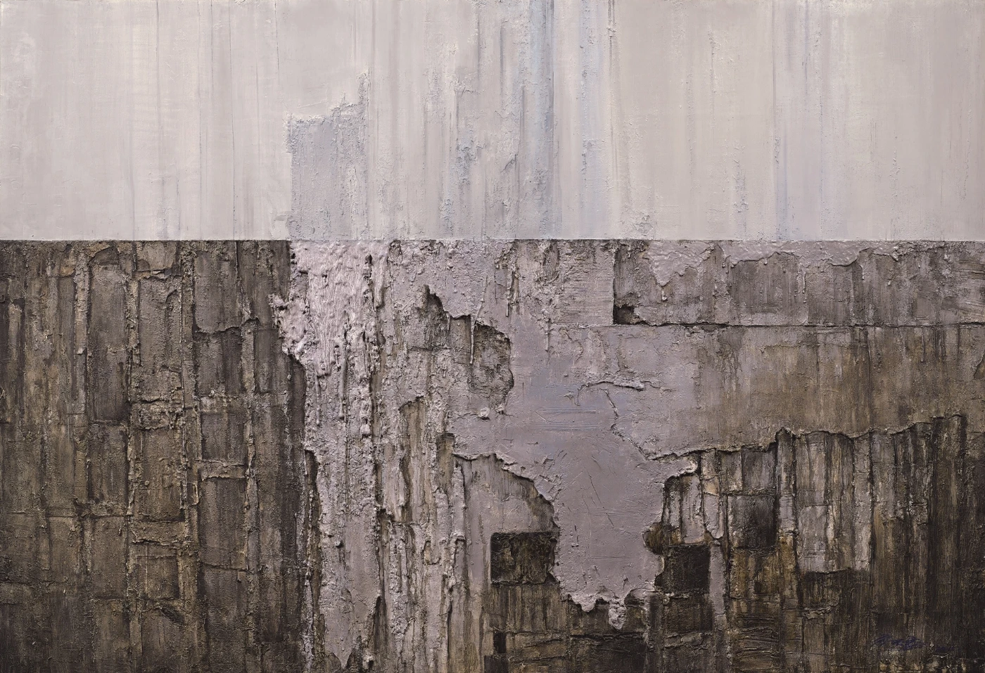 《斷層》2010
     板上混合媒介（石膏、乳膠、大理石粉、油畫顏料）
     179 x 244厘米